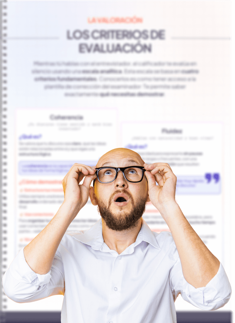 Página del PDF con los cuatro criterios de evaluación de la prueba oral