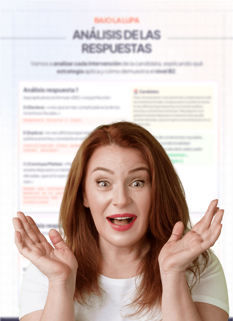 Página «Análisis de las respuestas» del PDF, con el análisis de las respuestas de la candidata